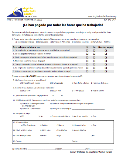 Wage Theft Survey (Spanish)