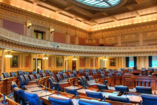 empty House chamber at the Virginia General Assembly