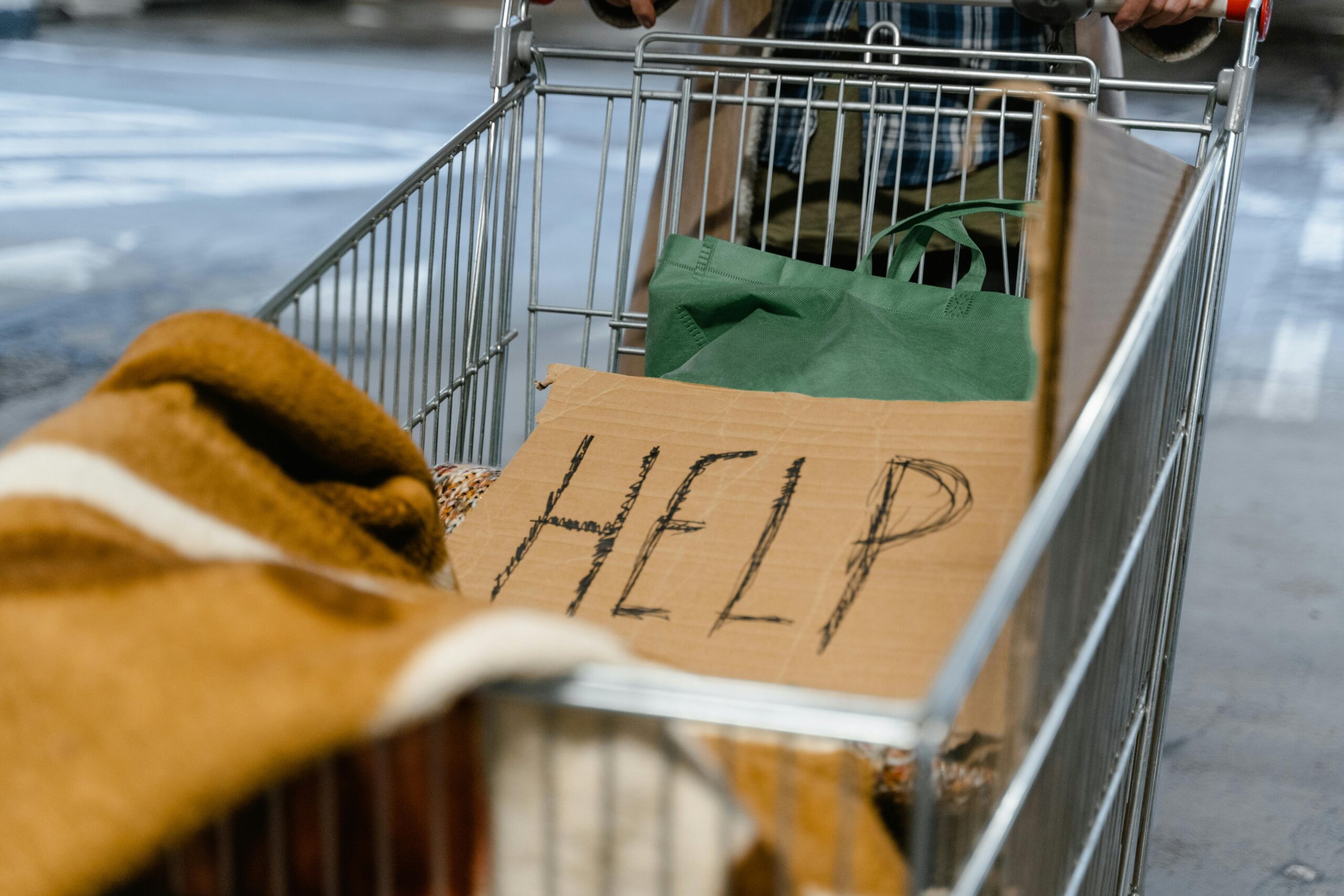 shopping cart with help sign