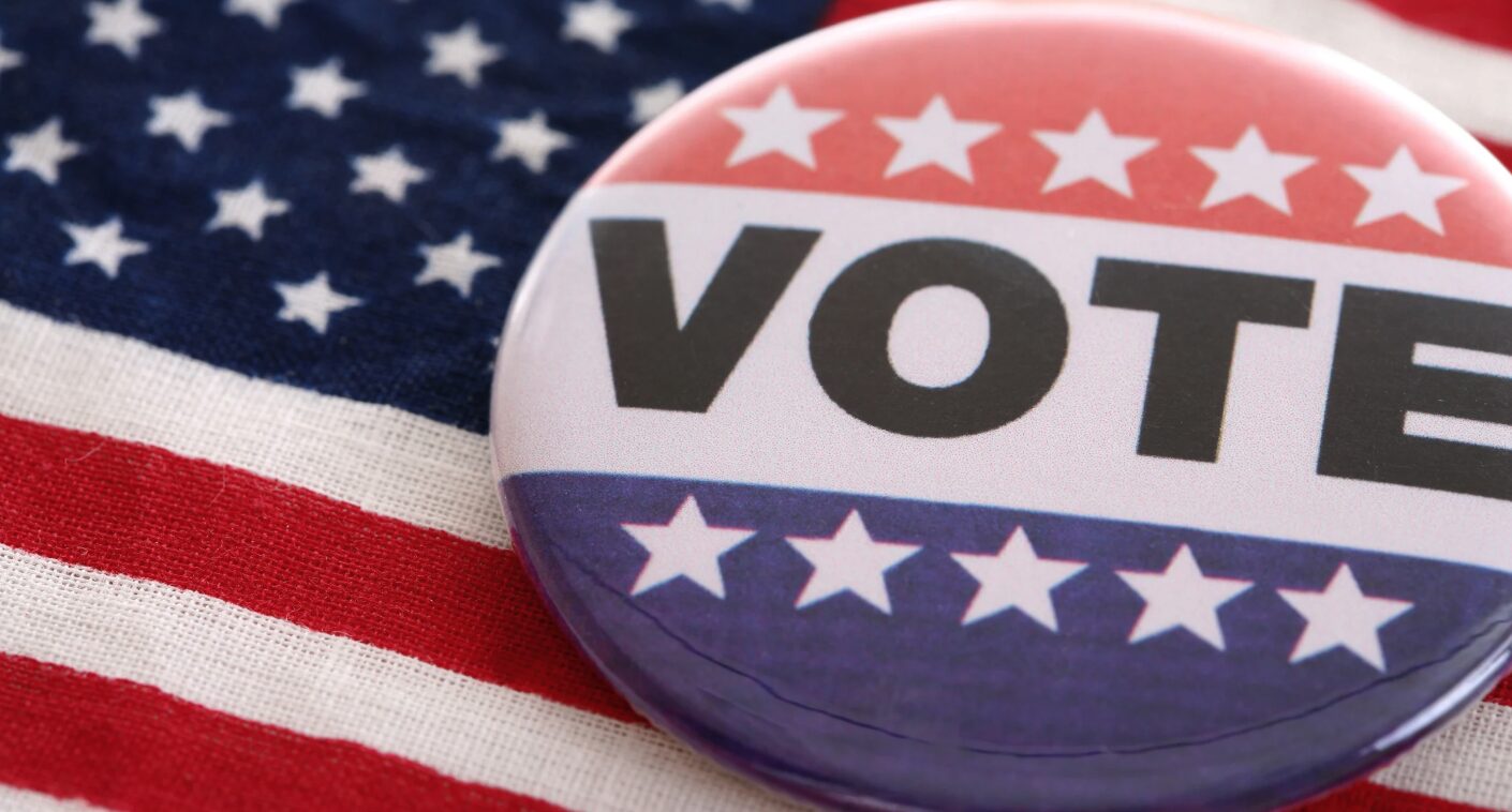 VOTE button with American flag underneath